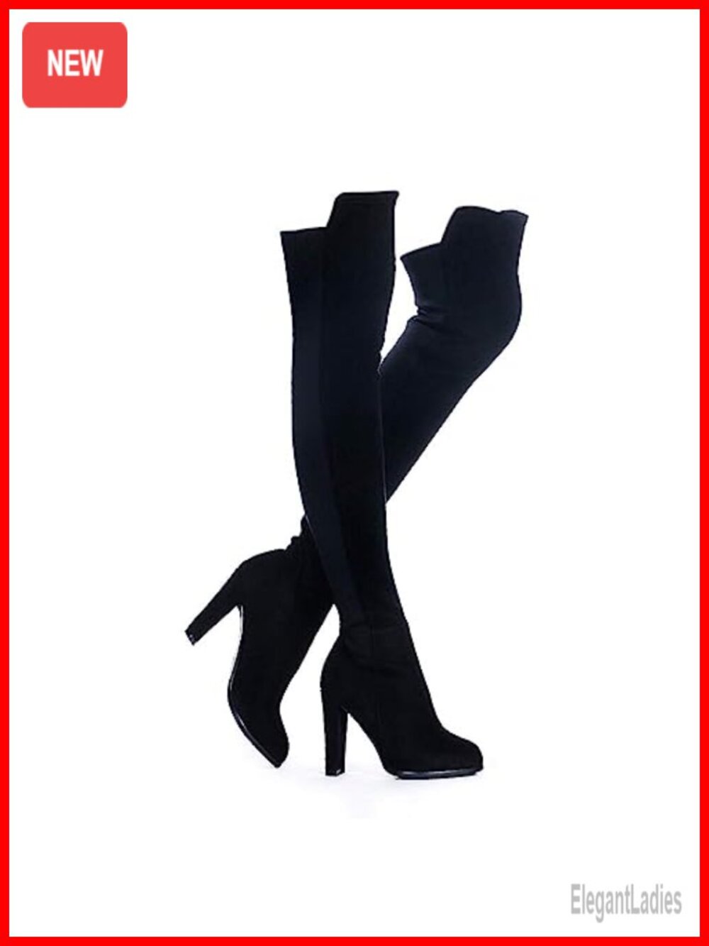 Faux Suede Chunky Heel Over The Knee Thigh High Boots